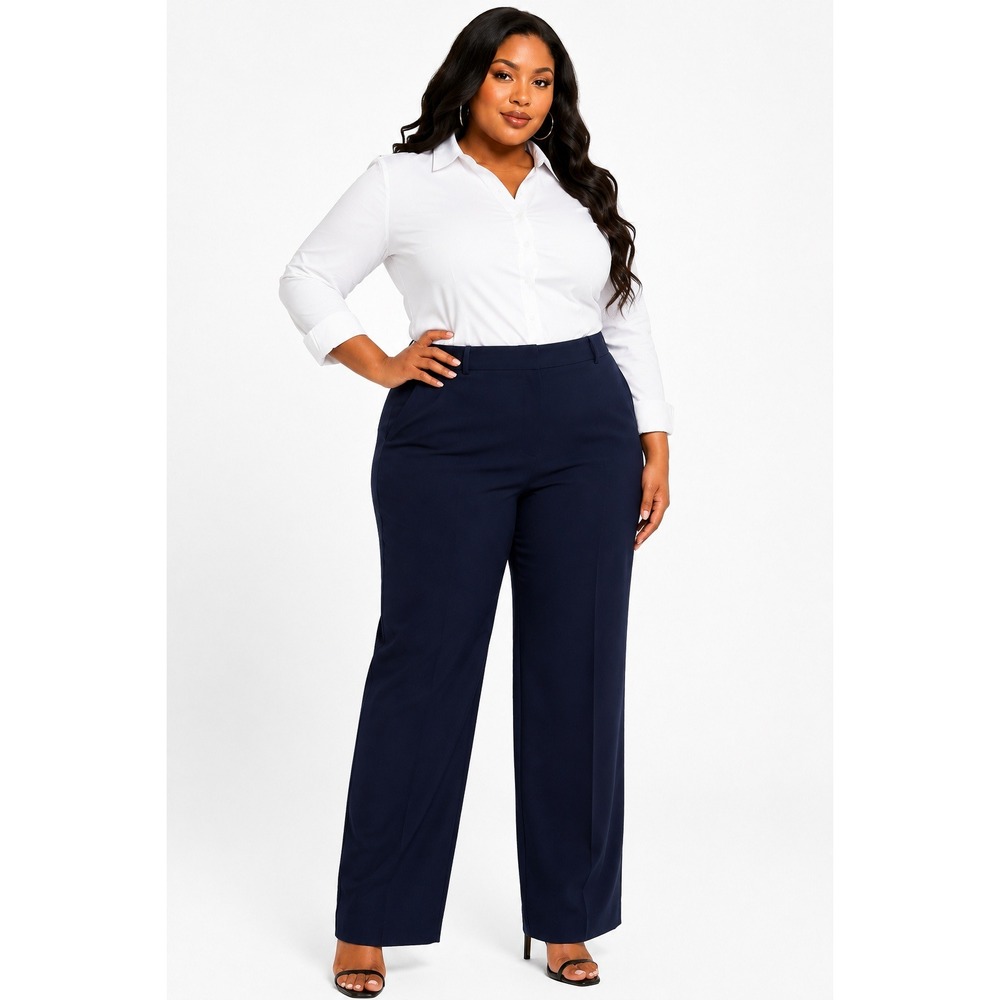 J.Crew Carreman Navy Blue Wide Leg Dress Pants Trousers CC463 Womens 24 NEW